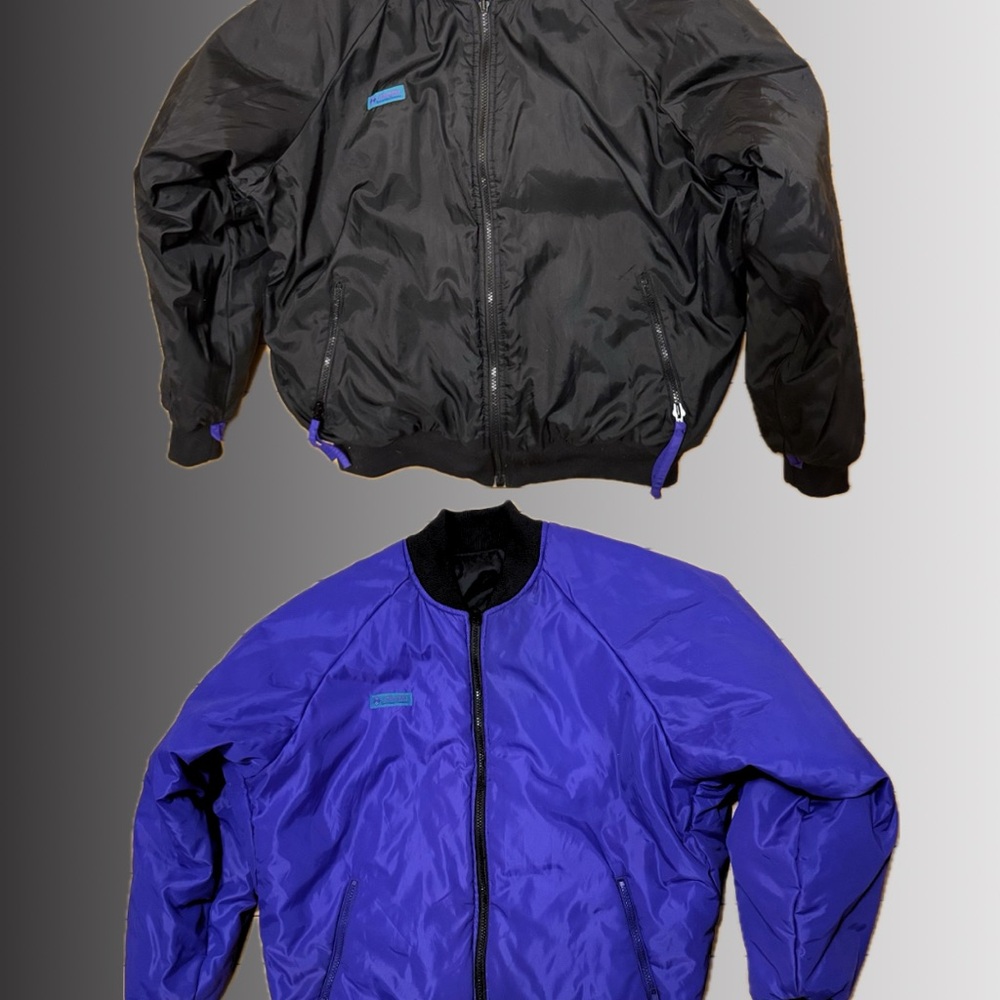 SOLD!! Vintage 90s Columbia Women lPurple & Black Reversible Puffer Jacket Large